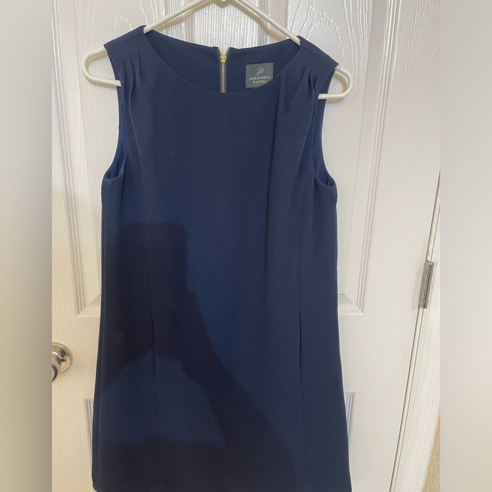 Adrianna Papell, navy blue, sleeveless, pockets, size 6 dress